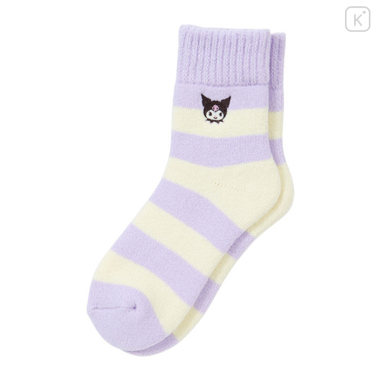 Japan Sanrio Original Warm Socks - Kuromi / Stripe - 1