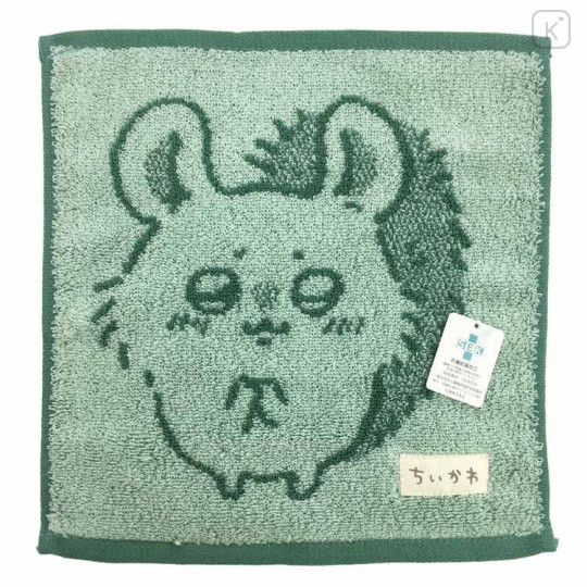 Japan Chiikawa Mini Towel Jacquard Handkerchief - Momonga / Begging Green - 1