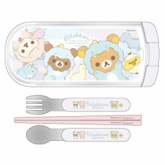 Japan San-X Bento Lunch Cutlery Set Spoon Fork Chopstick - Rilakkuma / Dinasour