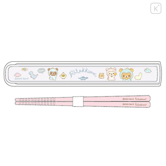 Japan San-X Chopsticks 16.5cm with Case - Rilakkuma / Dinasour - 1