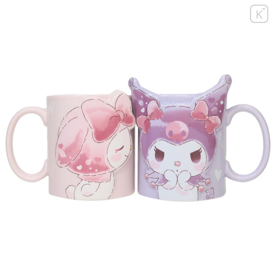 Japan Sanrio Kiss Pair Mug Set - Kuromi & My Melody - 1