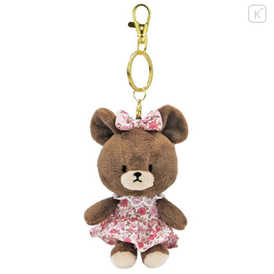 Japan The Bear's School Plush Mascot Keychain - Jackie / White Pink Flora - 1