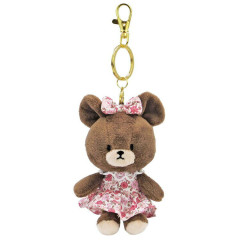 Japan The Bear's School Plush Mascot Keychain - Jackie / White Pink Flora