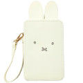 Japan Miffy Pass Case Card Holder & Reel - Miffy / Face Ivory - 1