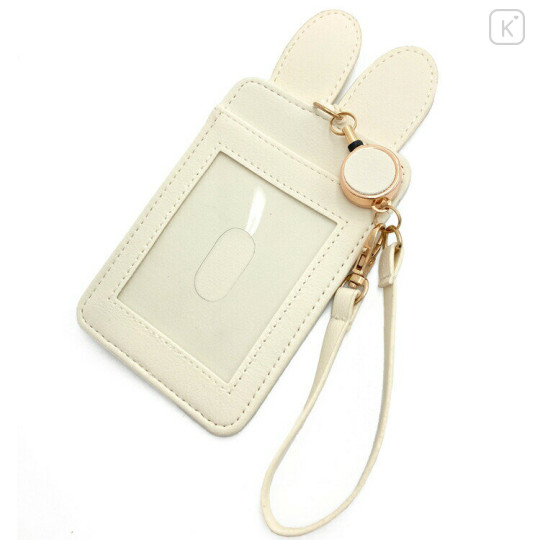 Japan Miffy Pass Case Card Holder & Reel - Miffy / Face Ivory - 2