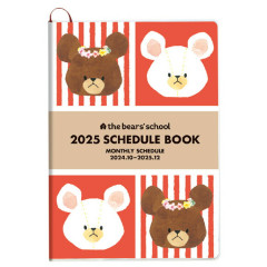 Japan The Bears School B6 Monthly Schedule Book - Jackie / 2025 Red White