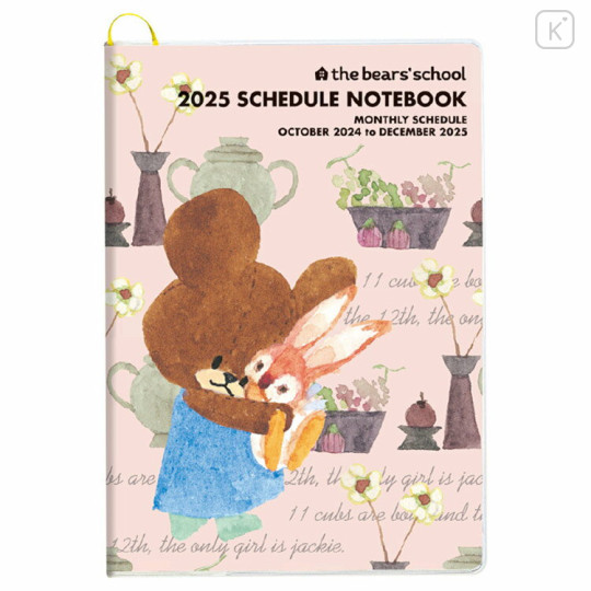 Japan The Bear's School A5 Planner Monthly Schedule Book - Jackie / Hug Rabbit Pink 2025 - 1