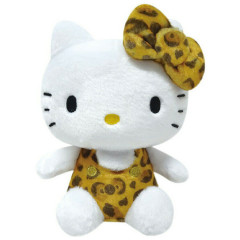 Japan Sanrio Sitting Plush Toy - Hello Kitty / Leopard Toffee Brown