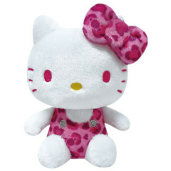 Japan Sanrio Sitting Plush Toy - Hello Kitty / Leopard Pink