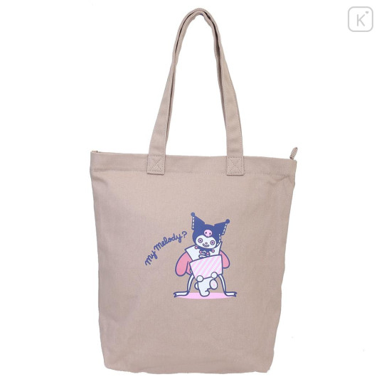 Japan Sanrio Zipper Tote Bag - Kuromi & My Melody / Party Prank - 1