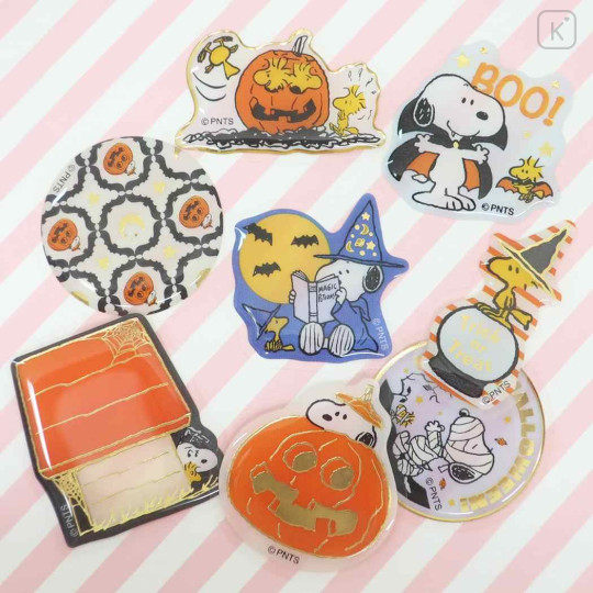 Japan Peanuts Die-cut Flake Seal Sticker Pack - Snoopy & Woodstock / Halloween - 2