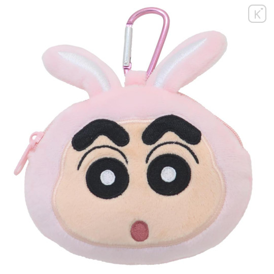 Japan Crayon Shin-chan Mascot Mini Pouch with Carabiner - Rabbit - 1