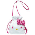 Japan Sanrio Drawstring Shoulder Bag - Hello Kitty / Leopard Pink - 1