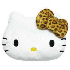 Japan Sanrio Face-shaped Cushion - Hello Kitty / Leopard Toffee Brown