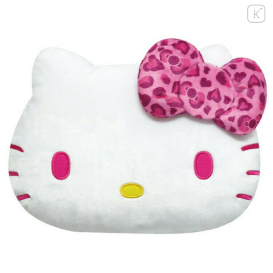 Japan Sanrio Face-shaped Cushion - Hello Kitty / Leopard Pink - 1