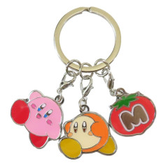 Japan Kirby Metal Keychain 3 Charm - Kirby & Waddle Dee