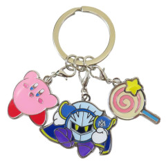 Japan Kirby Metal Keychain 3 Charm - Kirby & Meta Knight