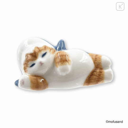 Japan Mofusand Porcelain Chopstick Rest - Cat / Shark Nyan Asleep - 1