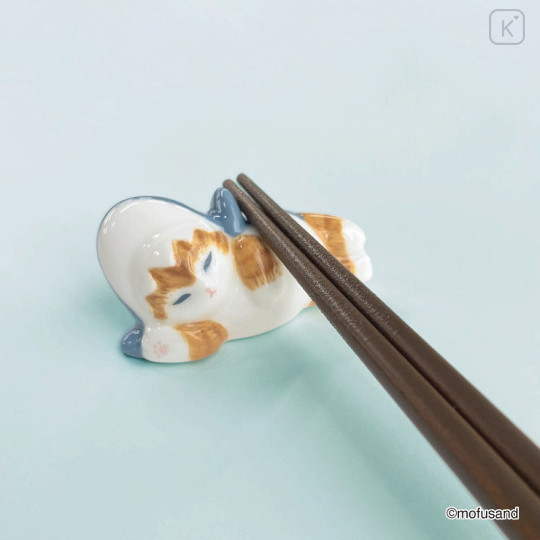 Japan Mofusand Porcelain Chopstick Rest - Cat / Shark Nyan Asleep - 2