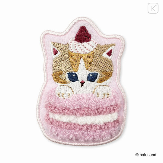 Japan Mofusand Sagara Embroidery Badge - Cat / Macaron Nyan Pink - 1