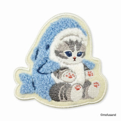 Japan Mofusand Sagara Embroidery Badge - Cat / Shark Nyan Sitting