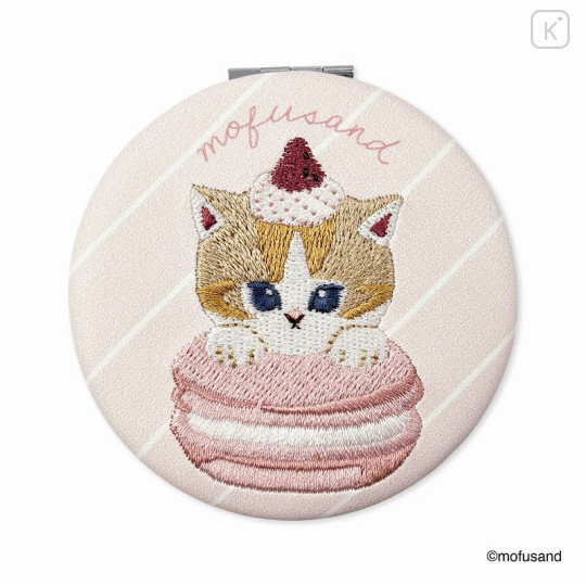 Japan Mofusand 2-sided Compact Mirror - Cat : Macaron Nyan Pastel Pink - 1