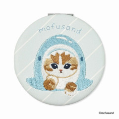 Japan Mofusand 2-sided Compact Mirror - Cat / Shark Nyan Pastel Blue