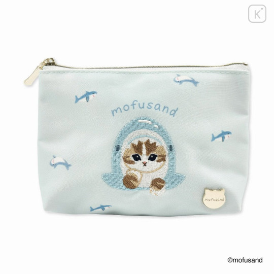 Japan Mofusand Pouch & Tissue Case - Cat / Shark Nyan Pastel Blue - 1