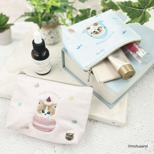 Japan Mofusand Pouch & Tissue Case - Cat / Shark Nyan Pastel Blue - 3