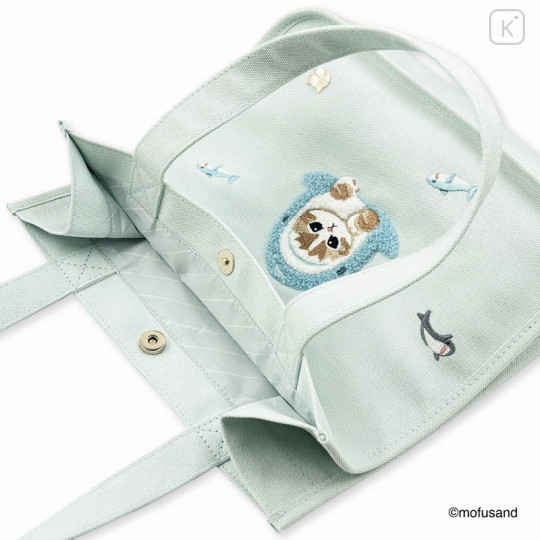 Japan Mofusand Mini Tote Bag - Cat / Shark Nyan Pastel Blue - 6