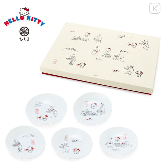 Japan Sanrio × Tachiyoshi Source Plate Set - Hello Kitty / Chojugiga - 1