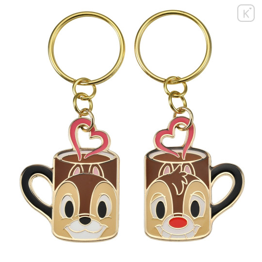 Japan Disney Store Metal Keychain - Chip & Dale / Love Mug Pair - 2