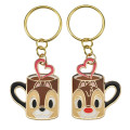 Japan Disney Store Metal Keychain - Chip & Dale / Love Mug Pair - 2