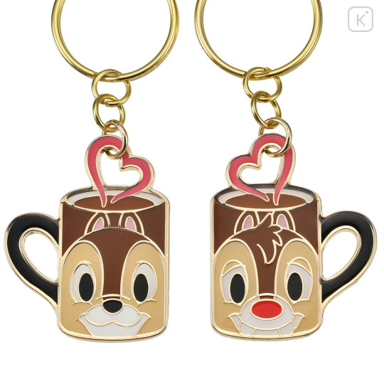 Japan Disney Store Metal Keychain - Chip & Dale / Love Mug Pair - 4