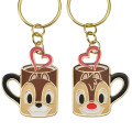 Japan Disney Store Metal Keychain - Chip & Dale / Love Mug Pair - 4