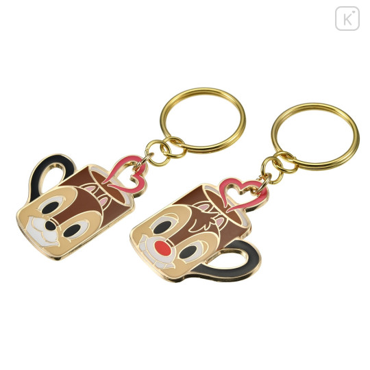 Japan Disney Store Metal Keychain - Chip & Dale / Love Mug Pair - 5