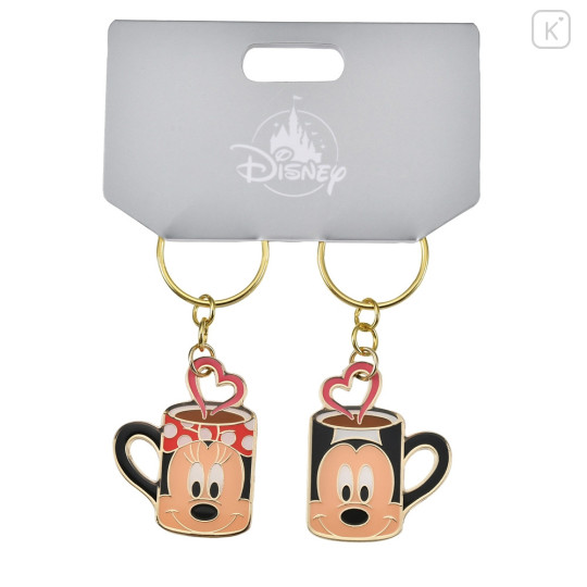 Japan Disney Store Metal Keychain - Mickey Mouse & Minnie Mouse / Love Mug Pair - 1