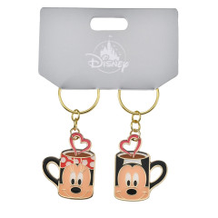 Japan Disney Store Metal Keychain - Mickey Mouse & Minnie Mouse / Love Mug Pair