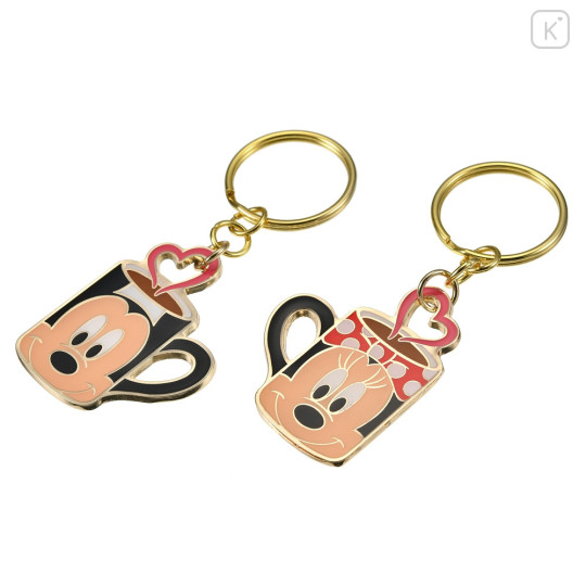 Japan Disney Store Metal Keychain - Mickey Mouse & Minnie Mouse / Love Mug Pair - 5