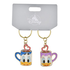 Japan Disney Store Metal Keychain - Daisy Duck & Donald Duck / Love Mug Pair