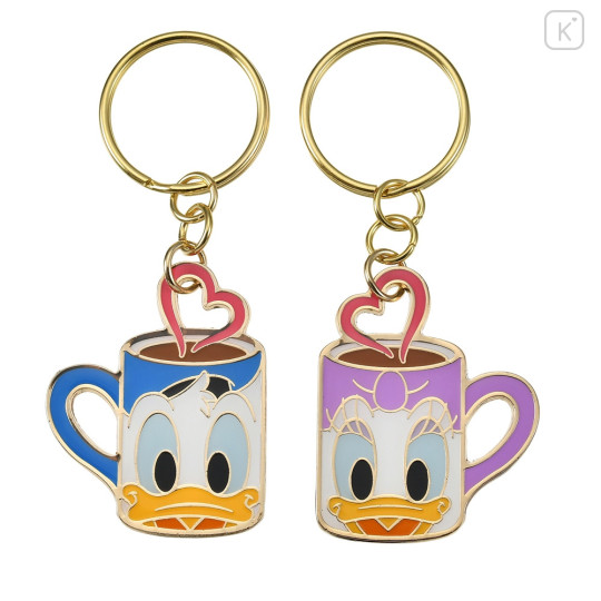 Japan Disney Store Metal Keychain - Daisy Duck & Donald Duck / Love Mug Pair - 2