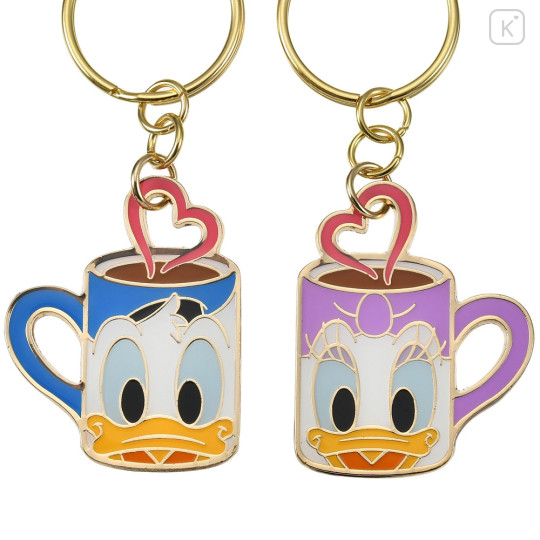 Japan Disney Store Metal Keychain - Daisy Duck & Donald Duck / Love Mug Pair - 4