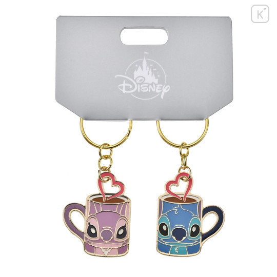 Japan Disney Store Metal Keychain - Lilo & Stitch / Love Mug Pair - 1