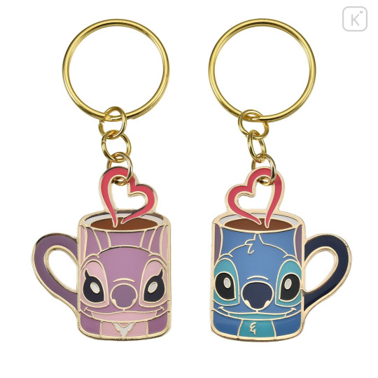 Japan Disney Store Metal Keychain - Lilo & Stitch / Love Mug Pair - 2