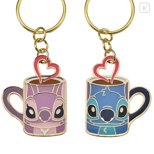 Japan Disney Store Metal Keychain - Lilo & Stitch / Love Mug Pair - 4