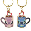 Japan Disney Store Metal Keychain - Lilo & Stitch / Love Mug Pair - 4