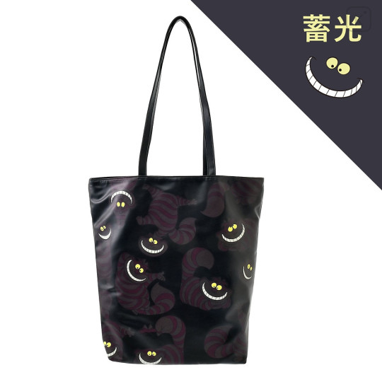 Japan Disney Store Tote Bag - Cheshire Cat / Black Fluorescent Eyes & Mouth - 1