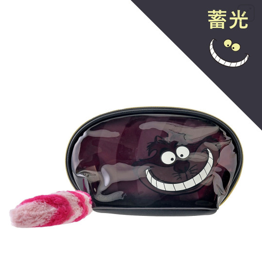 Japan Disney Store Clear Pouch - Cheshire Cat : Black Fluorescent Eyes & Mouth - 1