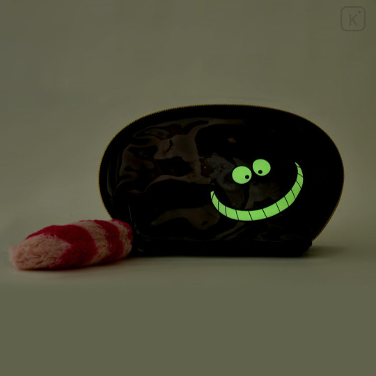 Japan Disney Store Clear Pouch - Cheshire Cat : Black Fluorescent Eyes & Mouth - 3