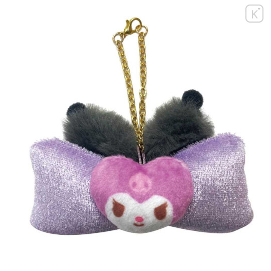 Japan Sanrio Bag Charm - Kuromi / Fluffy Ribbon Heart - 1